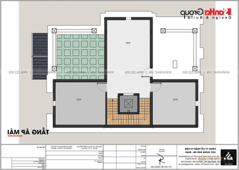 Biệt thự tân cổ điển 3 tầng diện tích 300m2 tại Hải Phòng - SH BTP 0166 17 Tầng áp mái trong mẫu thiết kế biệt thự song lập diện tích 300m2 tại Hải Phòng