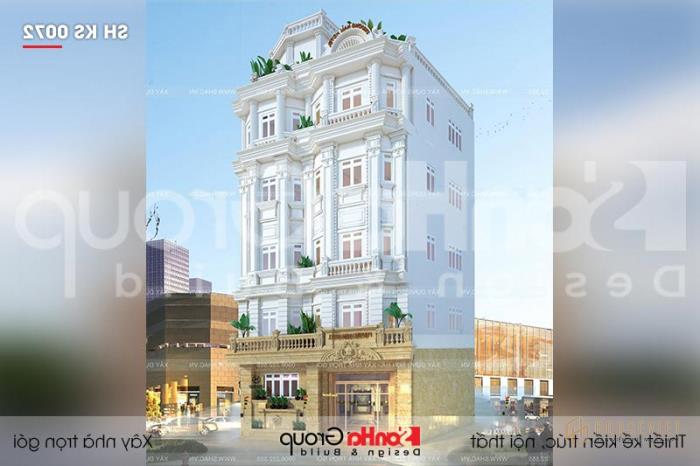 Mẫu khách sạn tân cổ điển 3 sao tại Nha Trang - SH KS 0072 1 Khách sạn tân cổ điển 3 sao 6 tầng tại Nha Trang sh ks 0072