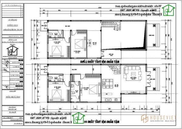 Phương án nội thất mẫu thiết kế nhà cấp 4 có gác lửng 7x20m DBT1T58