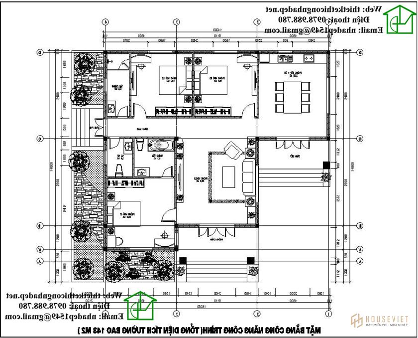 Mặt bằng bố trí công năng của biệt thự