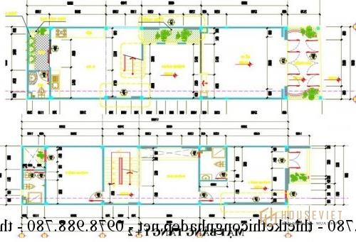 Mặt bằng tầng 1 Tầng 2 nhà phố 3 tầng 5x17,5m