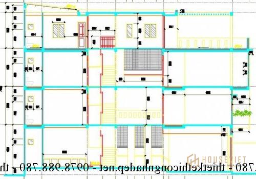 Mặt cắt nhà phố 3 tầng 5x17,5m