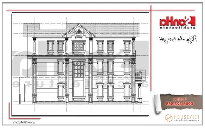 Mặt đứng trục 1-5 biệt thự cổ điển tại Quảng Ninh sh btp 0111