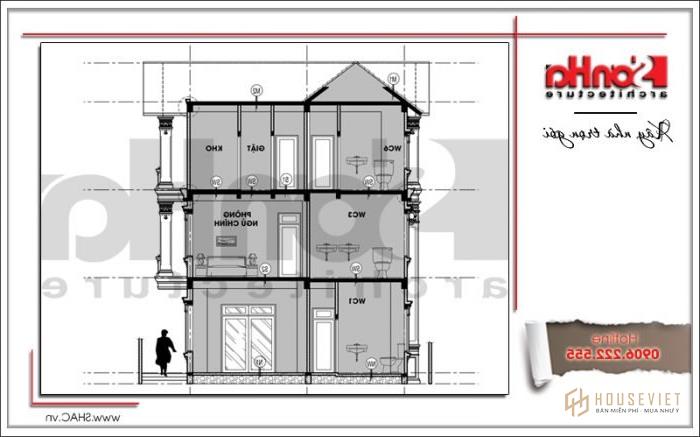 Mặt cắt 2 biệt thự cổ điển tại Quảng Ninh sh btp 0111