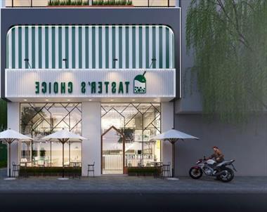 Thiết kế quán cafe mặt tiền 10m siêu đẹp