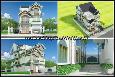 Kiến trúc thiết kế nhà biệt thự mặt tiền 12m 3 tầng đẹp 2021