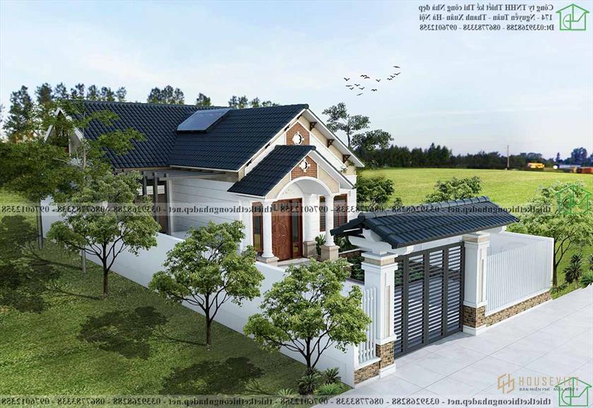 Tư vấn thiết kế mẫu nhà cấp 4 mái thái chữ L 110m2 tại Hải Phòng NDNC4154