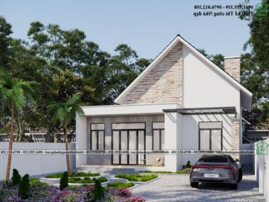 Bản vẽ nhà cấp 4 có gác lệch hiện đại ở Hưng Yên NDBT2T159