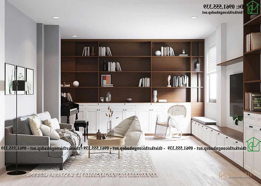 Thiết kế nội thất phòng khách tại tầng 2 NDNP4T23