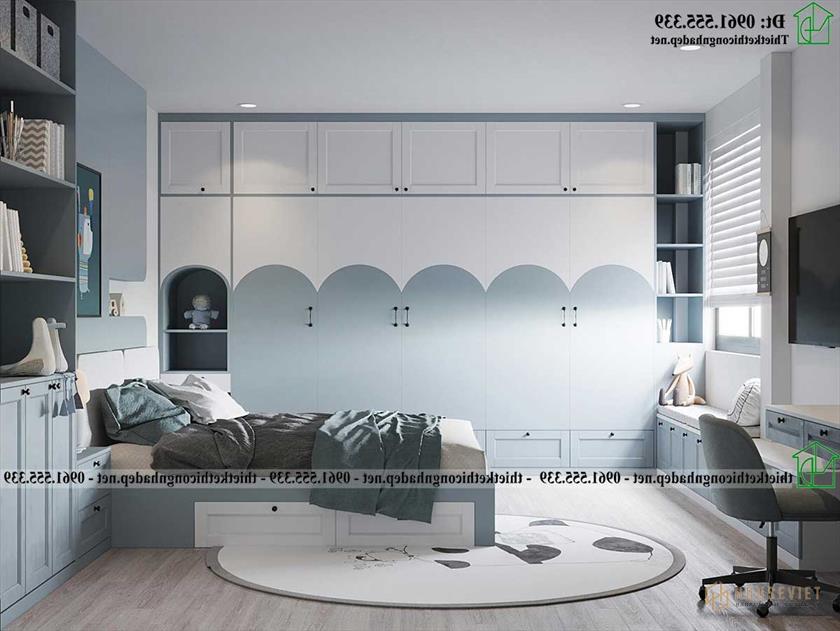 Thiết kế tủ quần áo hiện đại sơn bệt NDNP4T23