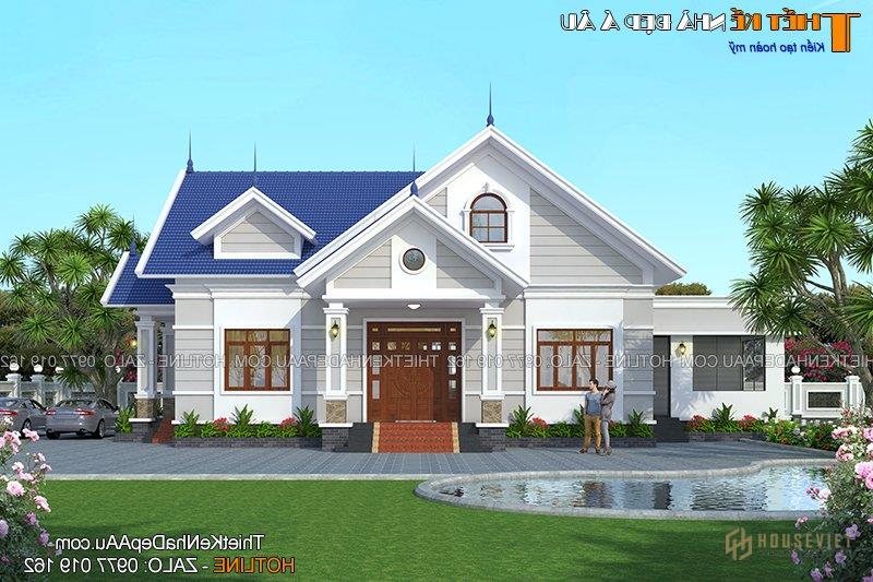 Mẫu nhà vườn đẹp 1 tầng 4 phòng ngủ