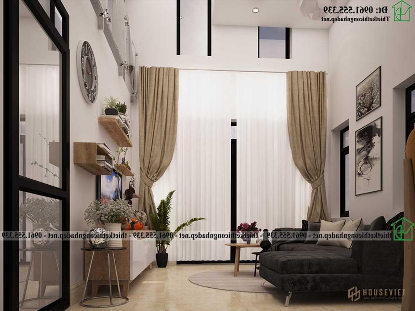 Thiết kế nội thất phòng khách nhà cấp 4 gác lửng