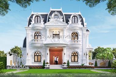 Thiết kế biệt thự cổ điển Pháp 2,5 tầng (TGĐ: Anh Thảo - Hà Nội) BT23627