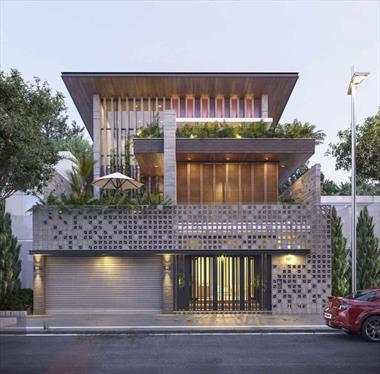 Mẫu biệt thự mini 2 tầng có gara ô tô của anh Việt - Yên Bái