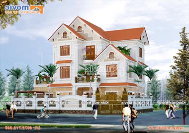 Mẫu nhà đẹp 3 tầng tân cổ điển mái thái sang trọng - BT1733