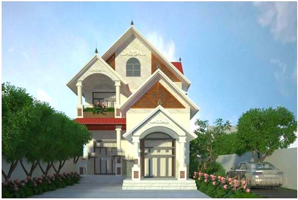 mẫu thiết kế nhà 2 tầng mặt tiền 8m. mặt tiền