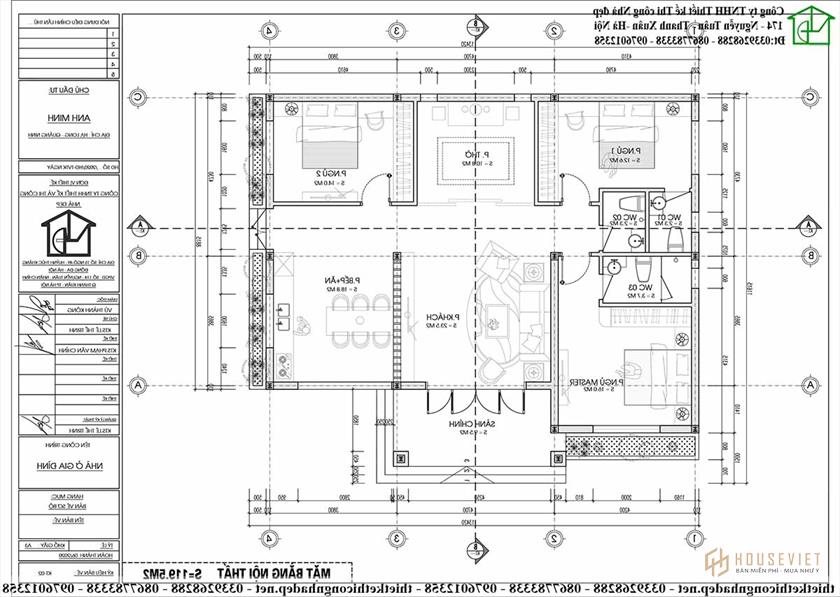 Thiết kế 3 phòng ngủ rộng rãi, đầy đủ chức năng