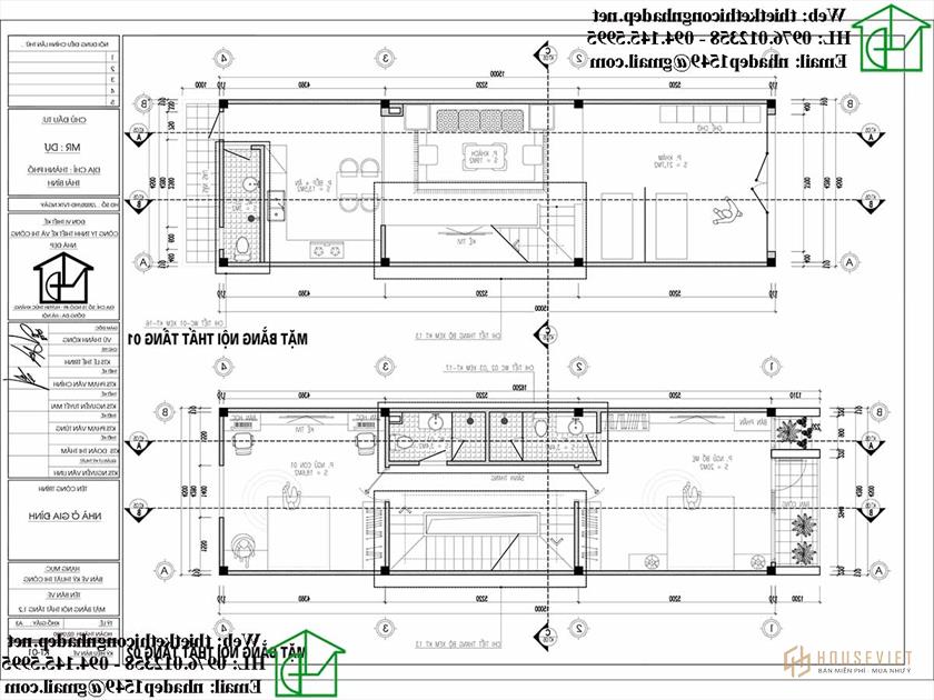 Mặt bằng nội thất tầng 1 và tầng 2 NDNP3T49