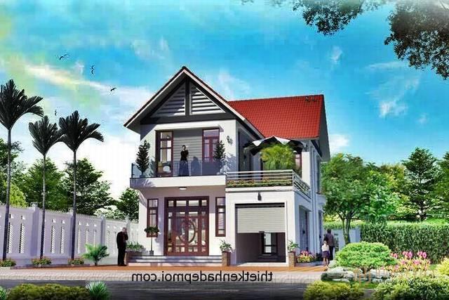nhà 2 tầng mái thái rộng 8x13m có gara
