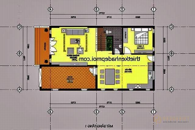 ban ve thiet ke biet thu 2 tang mai thai 8x12 tret