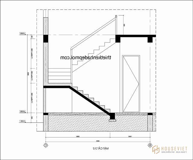 Chi tiết kỹ thuật cầu thang biệt thự 2 tầng hiện đại 100m2