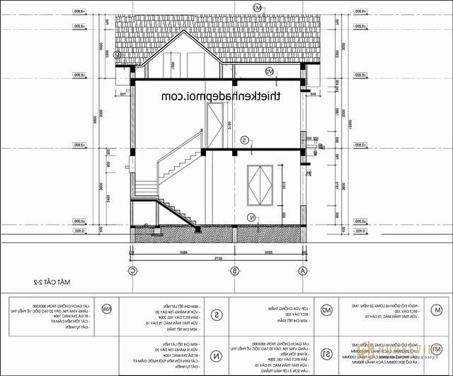 Chi tiết mặt cắt biệt thự 2 tầng hiện đại 100m2