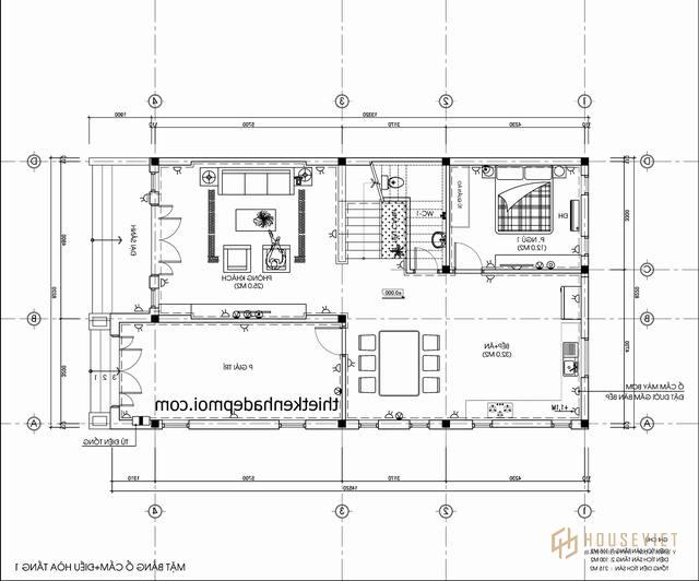 ban ve thiet ke biet thu mini 2 tang 8x12 dien