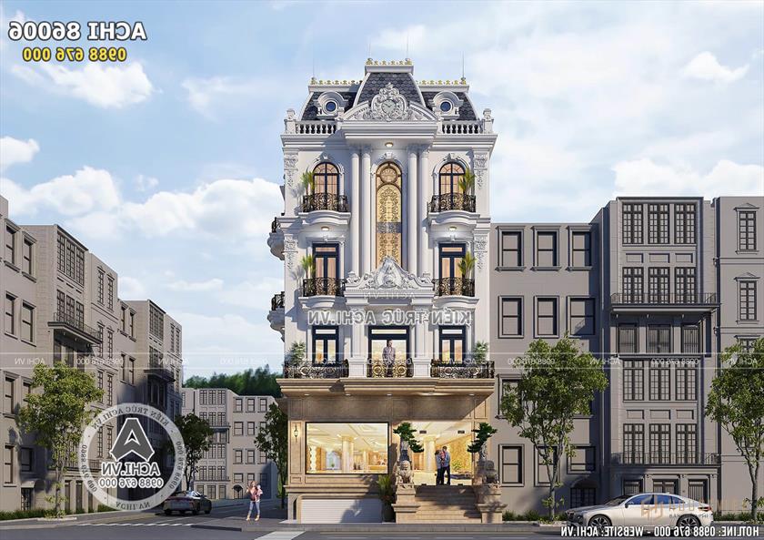 Không gian mặt tiền của mẫu thiết kế nhà phố tân cổ điển