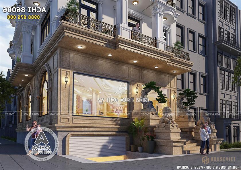 Cận cảnh vẻ đẹp của không gian sảnh với thiết kế bán hầm.