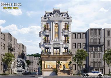 Mẫu thiết kế nhà phố tân cổ điển kết hợp văn phòng mặt tiền 9m - ACHI 866006