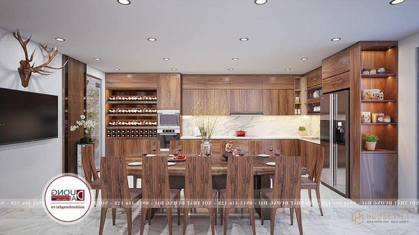 Thiết kế nội thất phòng bếp với kiểu dáng đơn giản và công năng Biệt Thự 2 Tầng Hiện Đại Diện Tích 70m2 Mẫu Hot 2020