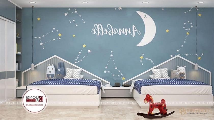 Thiết kế giường đôi cho 2 trẻ em Thiết kế giường đôi cho 2 trẻ em