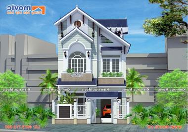 Mẫu nhà 3 tầng tân cổ điển đẹp đơn giản - MV1523