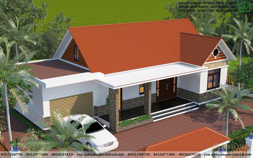 Thiết kế với mái ngói đỏ tươi nổi bật