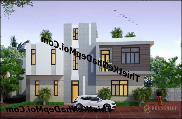 Mẫu nhà 2,5 tầng đơn giản ở nông thôn