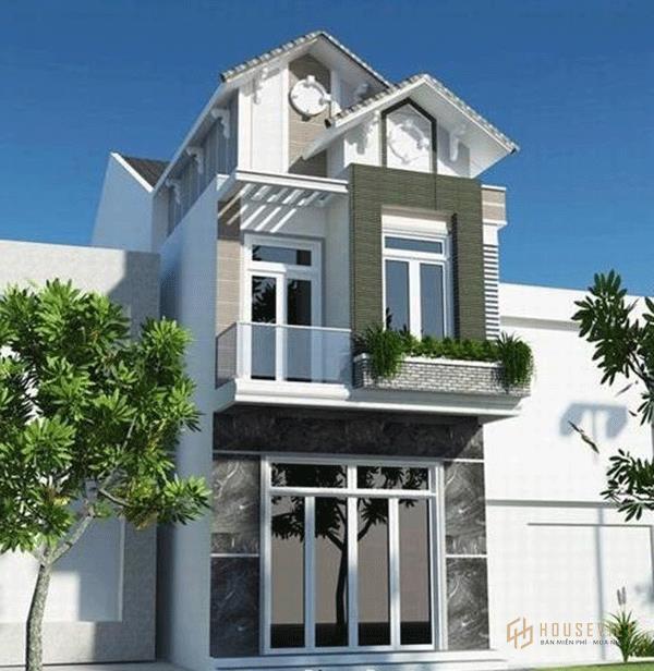 Mẫu thiết kế nhà 2 tầng màu trắng tinh tế