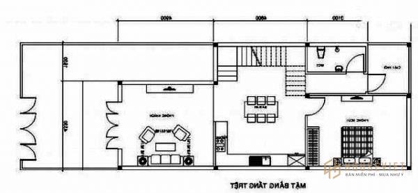 Bản vẽ thiết kế nhà 2 tầng mặt tiền 5m