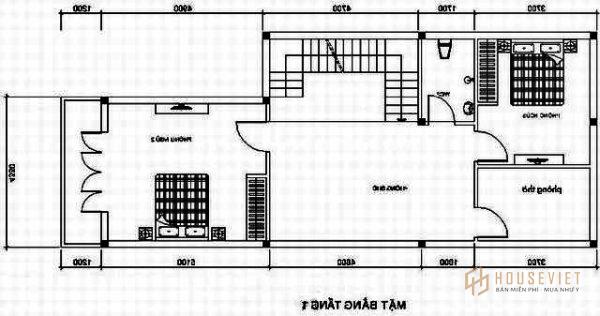 Bản vẽ thiết kế nhà 2 tầng mặt tiền 5m