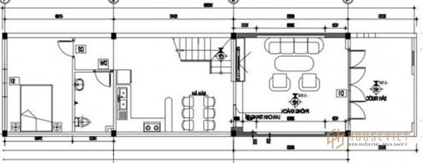 Bản vẽ nhà 2 tầng mặt tiền 5m.