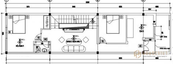 Bản vẽ nhà 2 tầng mặt tiền 5m.