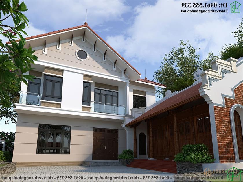Mẫu biệt thự nhà vườn mái thái 6x12m ndbt2t112