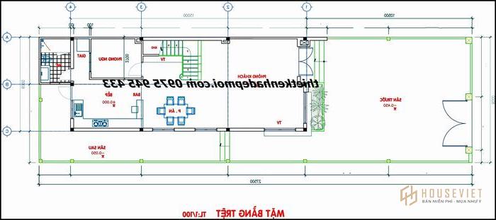 Bản vẽ mặt bằng nội thất tổng thể tầng trệt
