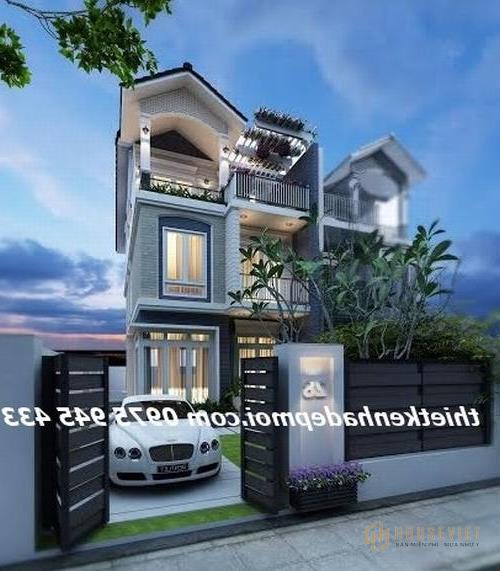 Mẫu biệt thự phố 3 tầng hiện đại mặt tiền 6m phương án 02