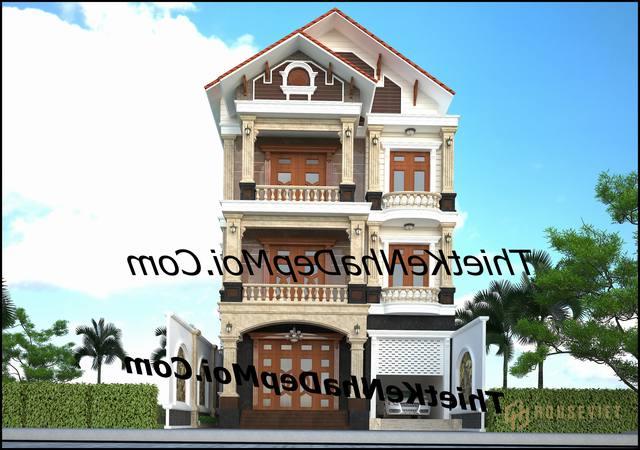 Mặt tiền biệt thự 3 tầng 10m tân cổ điển