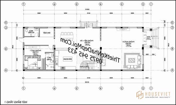 Mặt bằng biệt thự 3 tầng 9x25