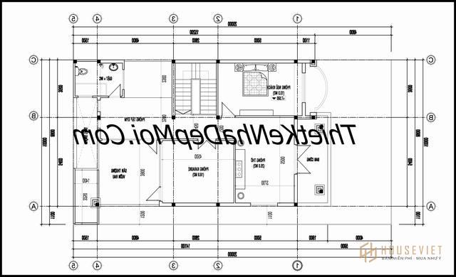 bản vẽ biệt thự 1 trệt 2 lầu mái thái rộng 10m