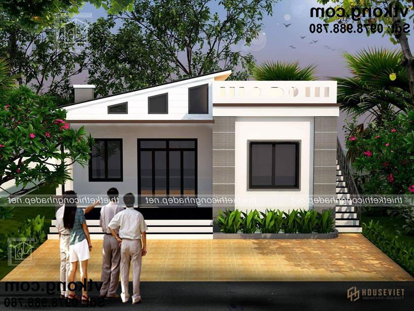 Mẫu nhà cấp 4 mái xéo