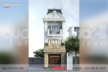Mẫu thiết kế nhà phố tân cổ điển 3 tầng 5 × 16,5m tại Quảng Ninh - SH NOP 0208