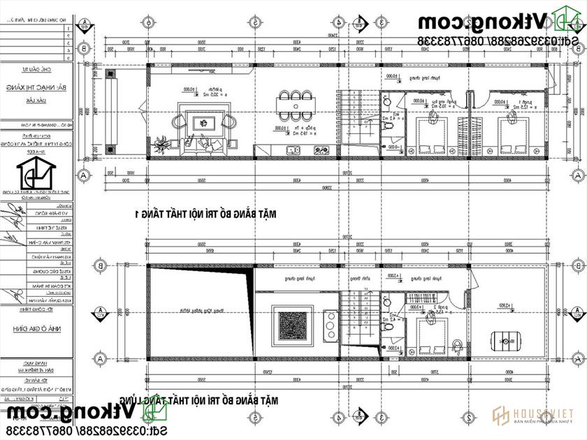 Mặt bằng nội thất tầng 1 và tầng lửng