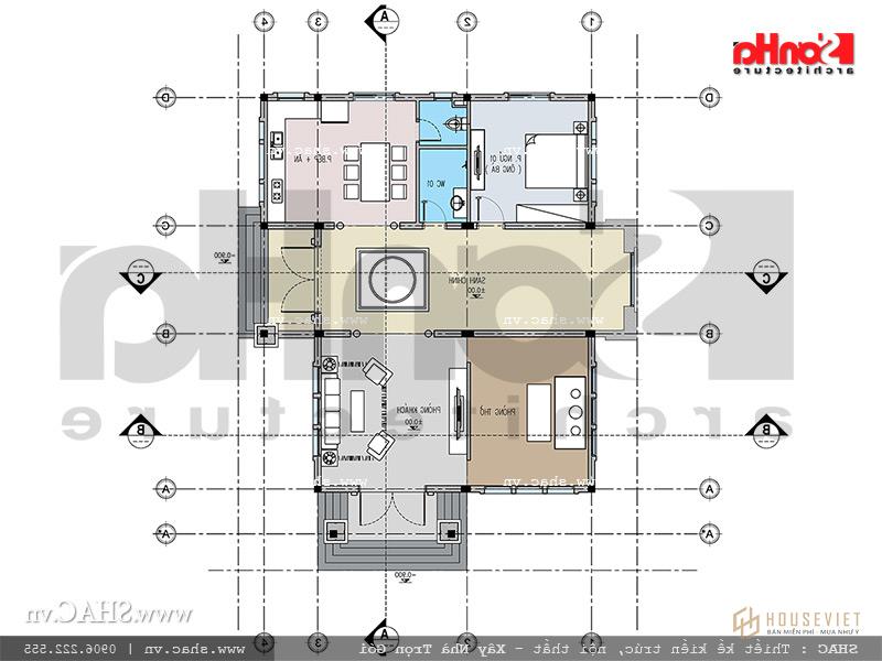 Mặt bằng tầng 1 biệt thự sh btd 0046